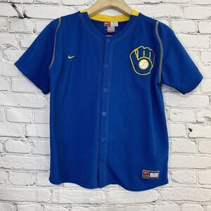 Vintage Nike Team Milwaukee Brewers Prince Fielder #28 Throwback Jersey Youth XL